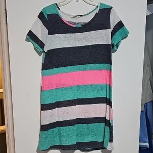 Eloges Striped Dress Sz Medium Short Sleeve Coverup Beach Resort  Comfy Soft